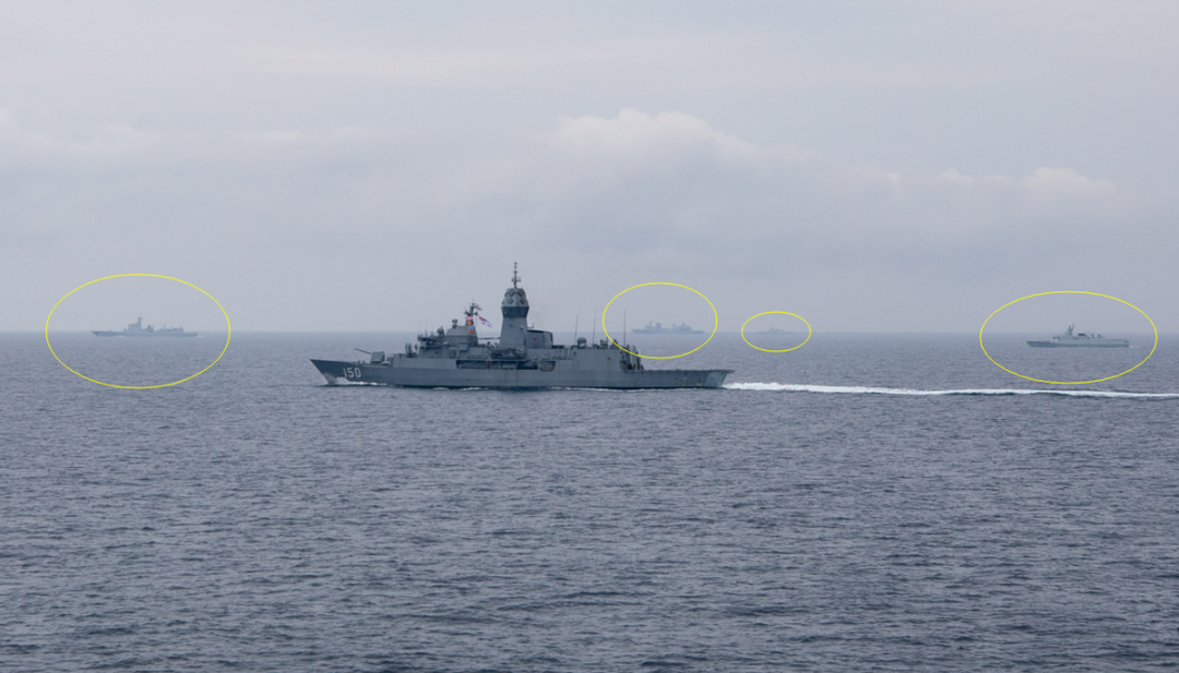 中国052C四舰编队,强行插入美日舰队