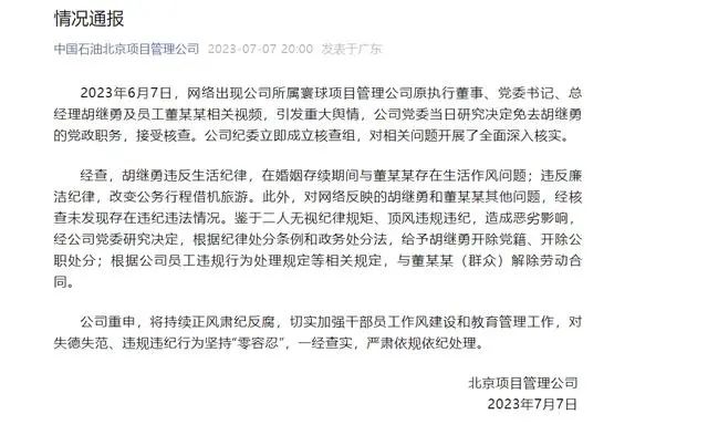 牵手门男女主角比翼双开!对胡继勇的处分是不是有点重?