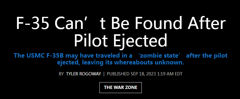 真•隐形?美军怎么就找不到这架失踪的F-35B隐形战斗机?