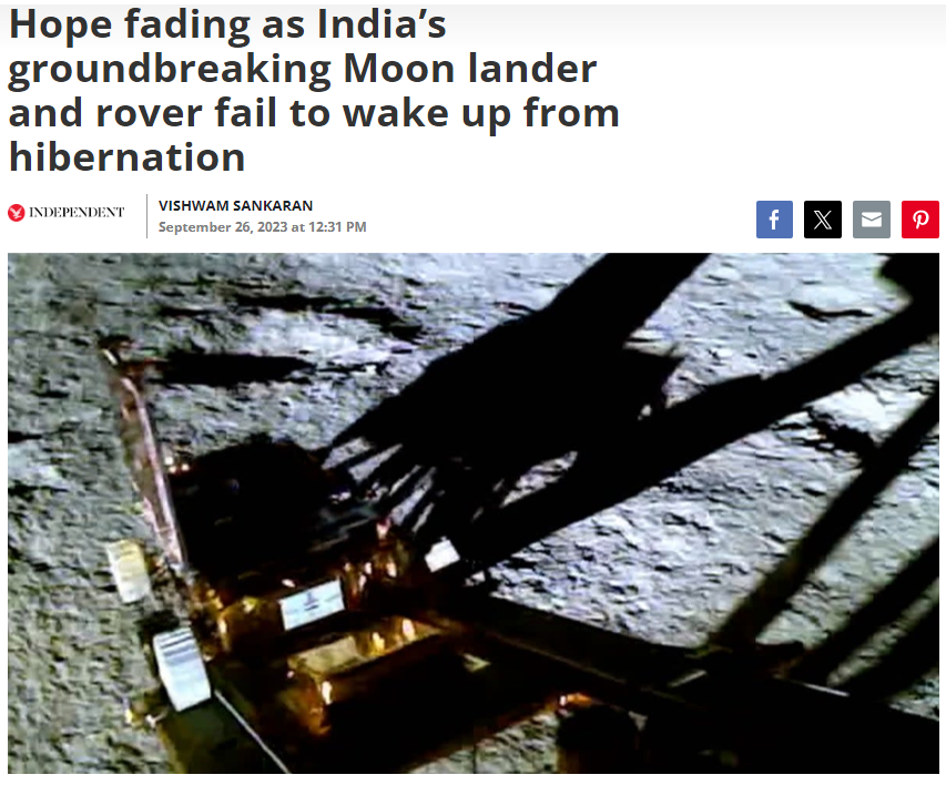 印度的月球车登月了，然后，它醒不过来了