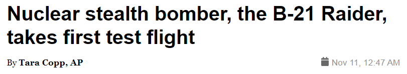 “全球首款六代机”B-21首飞,背后信息量超大