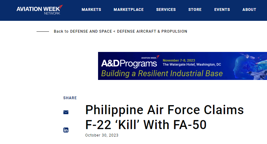 菲空军用FA-50“击落”F-22?连韩国都不敢信……