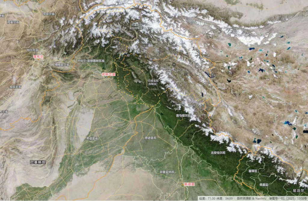 印巴争夺的克什米尔，精华是这个长方形的肥沃盆地