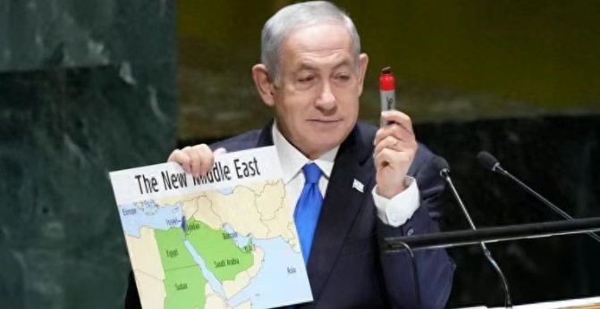 内塔尼亚胡地图开疆,中东炸锅!以色列内部大佬:别疯了,快没子弹了!“大以色列”扩张计划,能成功吗?