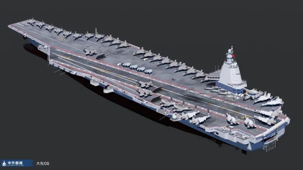 大步快跑，004航母尺寸竟然比“福特”级还大，这下11万吨稳了！