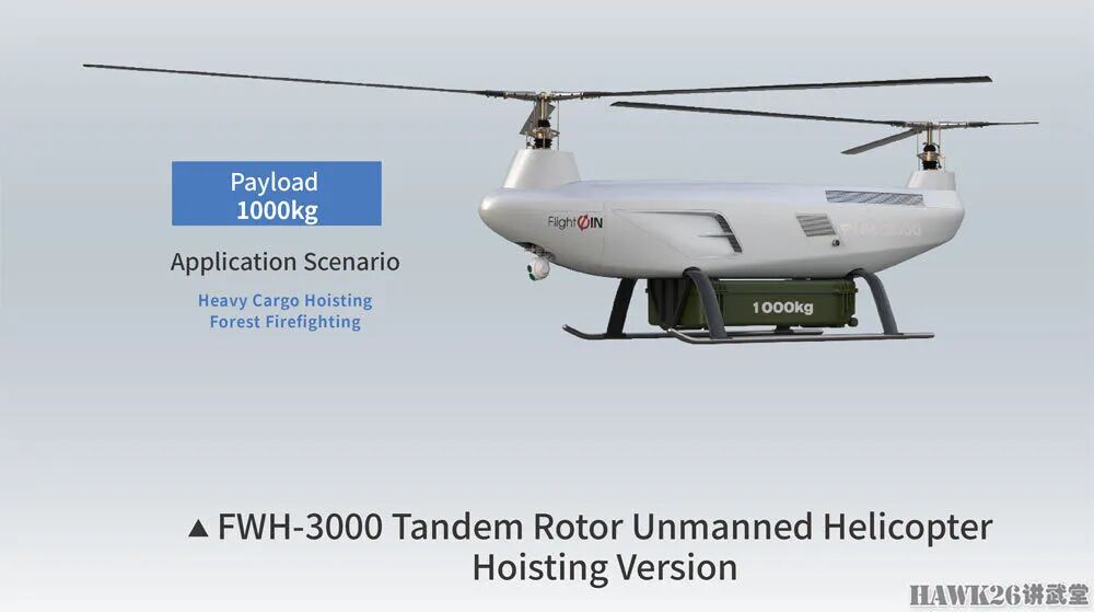 海外谈中国：航景创新FWH-3000无人双旋翼直升机 自主军用运输机